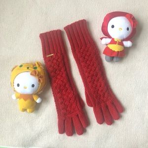 NWOT MK MICHAEL KORS RED CROCHET WOVEN GLOVES